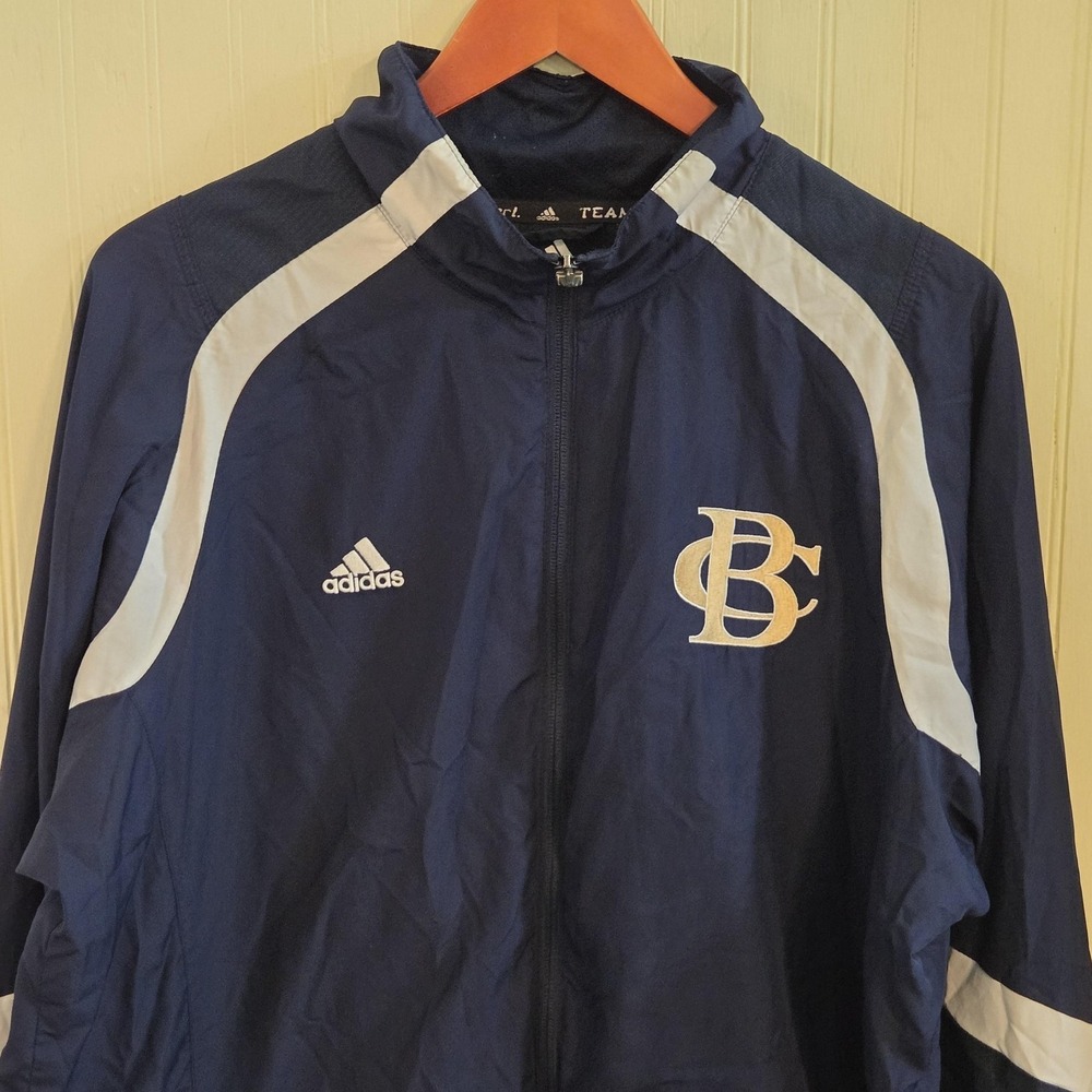 Adidas Jacket Mens Large Blue Full Zip Team Performance Clima Windbreaker BC